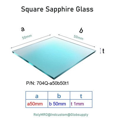 50x50mm Sapphire Glass Plates - 2000°C Heat Resistant, Mohs 9 Hardness, Laser/Optical Use