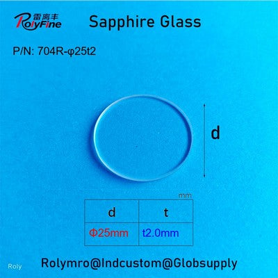 φ20_25mm Sapphire Glass Plates - 2000°C Heat Resistant, Mohs 9 Hardness, Laser/Optical Use
