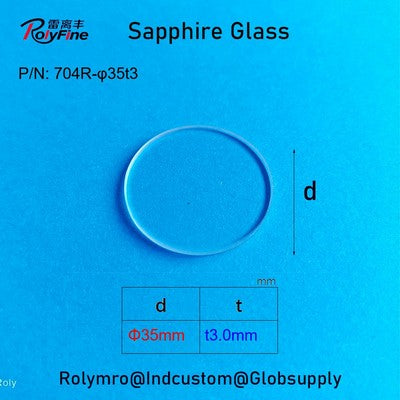 φ30_35mm Sapphire Glass Plates - 2000°C Heat Resistant, Mohs 9 Hardness, Laser/Optical Use