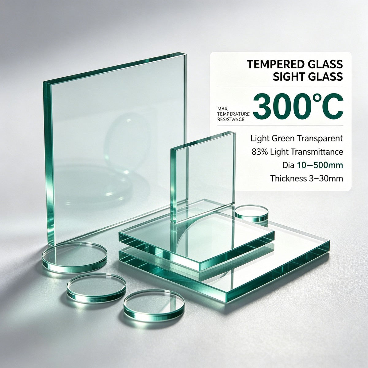 Standard Tempered Square Sight Glass | 300°C High Temperature Industrial Observation Window Plate