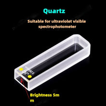 Laden Sie das Bild in den Galerie-Viewer, 5mm Path Length Quartz Standard Cuvette - Data-Accurate, JGS1 Material, High Transmittance, Two-Sided Illumination, 1.75ml Capacity, UV Transparent