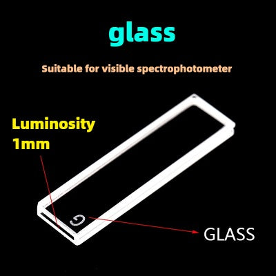 1mm Path Length Glass Cuvette - High Transmittance, Acid & Alkali Resistant, 350μL Capacity, Two-Sided Illumination