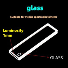 Charger l&#39;image dans la galerie, 1mm Path Length Glass Cuvette - High Transmittance, Acid &amp; Alkali Resistant, 350μL Capacity, Two-Sided Illumination