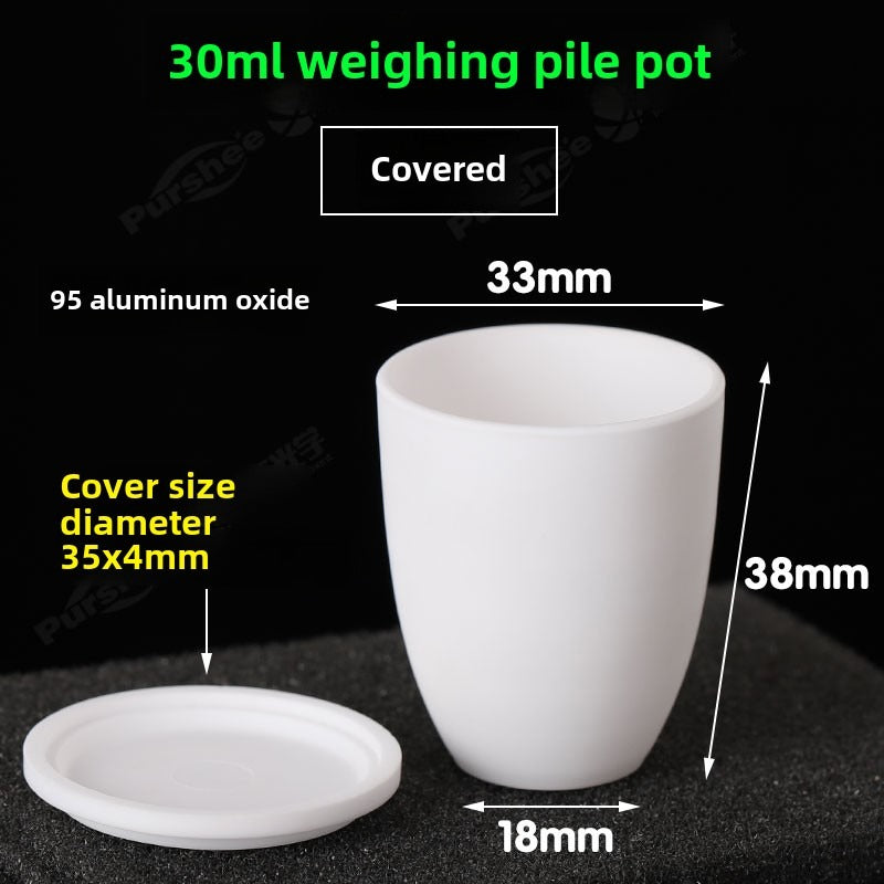 Alumina Crucibles High Form 30ml 2pcs - Flat Lid Alumina Crucible Cup for High-Temperature Metal Melting and Laboratory Use