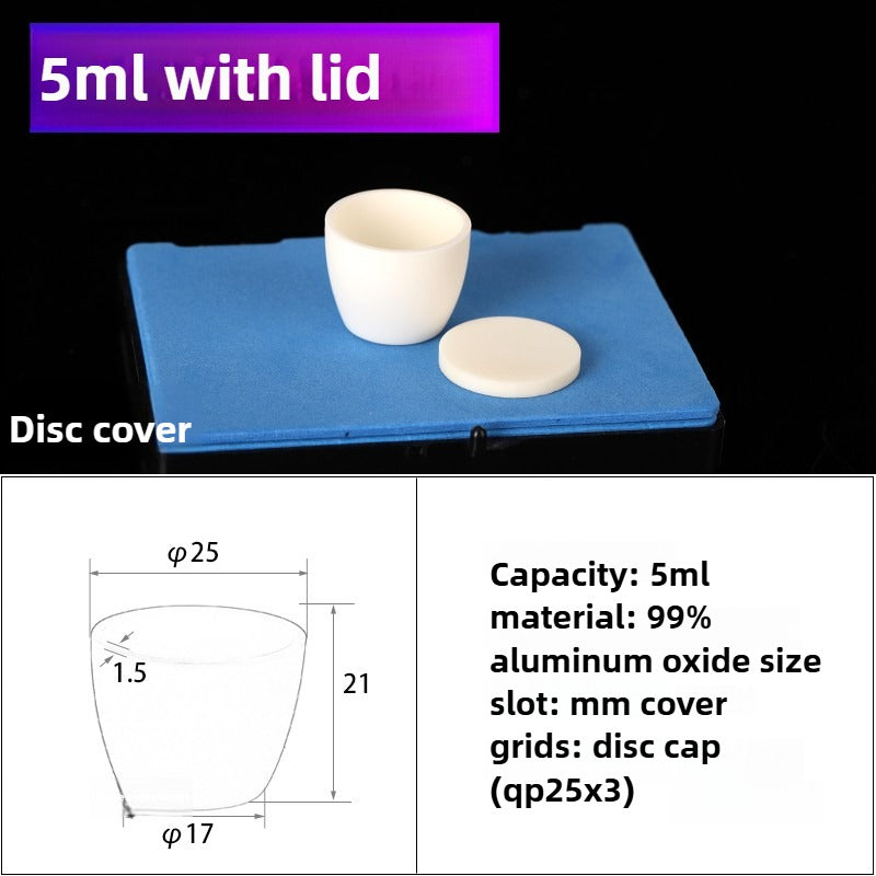 Alumina Crucibles High Form 5ml 5pcs - Flat Lid Alumina Crucible Cup for High-Temperature Laboratory Use