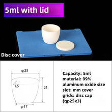 Laden Sie das Bild in den Galerie-Viewer, Alumina Crucibles High Form 5ml 5pcs - Flat Lid Alumina Crucible Cup for High-Temperature Laboratory Use