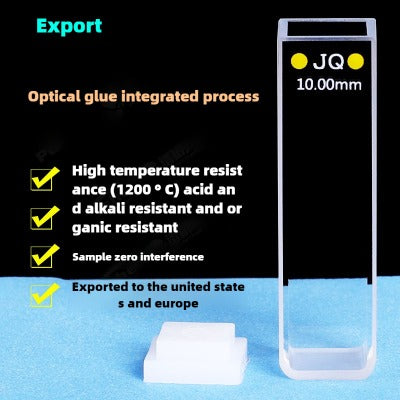 Quartz Cuvette for Spectrophotometer - 10mm Path Length, 20/30/40/50mm Dimensions, 1cm UV/Visible, Heat-Resistant