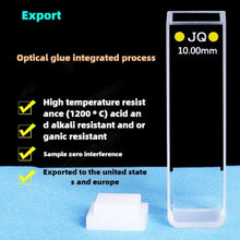 Load image into Gallery viewer, Quartz Cuvette for Spectrophotometer - 10mm Path Length, 20/30/40/50mm Dimensions, 1cm UV/Visible, Heat-Resistant