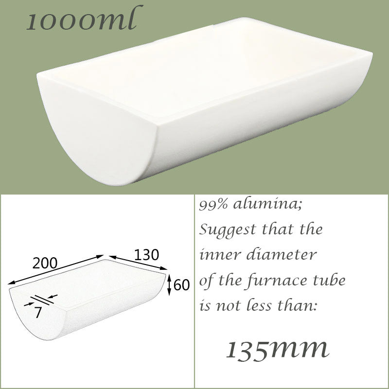 【Lab Essential】99% Alumina Boat, 1600-1750°C High-Temperature Resistant, Half-Round Mullite Crucible，10~1000ml