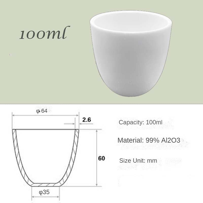 30ml-200ml Ultra-High-Temperature & Corrosion Resistant - 99% Alumina High-Form Crucibles