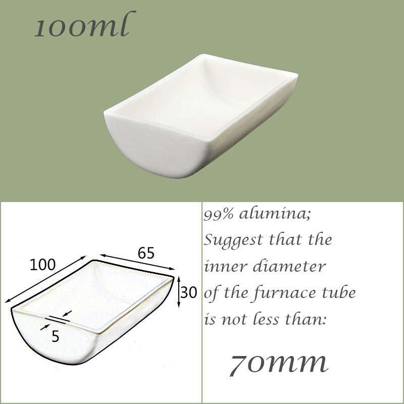 【Lab Essential】99% Alumina Boat, 1600-1750°C High-Temperature Resistant, Half-Round Mullite Crucible，10~1000ml