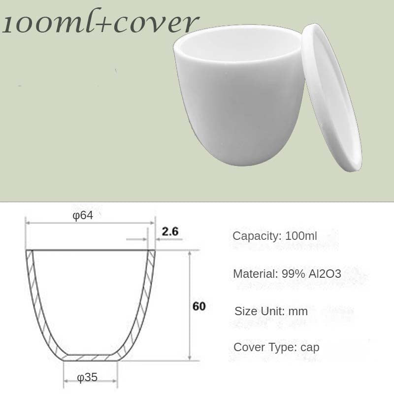 30ml-200ml Ultra-High-Temperature & Corrosion Resistant - 99% Alumina High-Form Crucibles