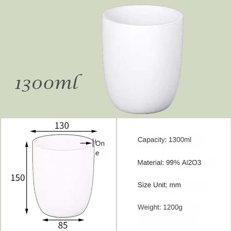 500ml-1500ml High capacity Alumina Crucibles High Form，High-Temperature & Corrosion-Resistant 99% Alumina Crucibles - High Form