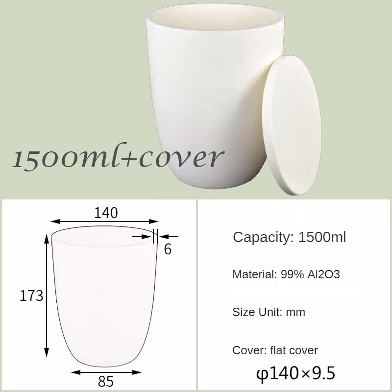 500ml-1500ml High capacity Alumina Crucibles High Form，High-Temperature & Corrosion-Resistant 99% Alumina Crucibles - High Form