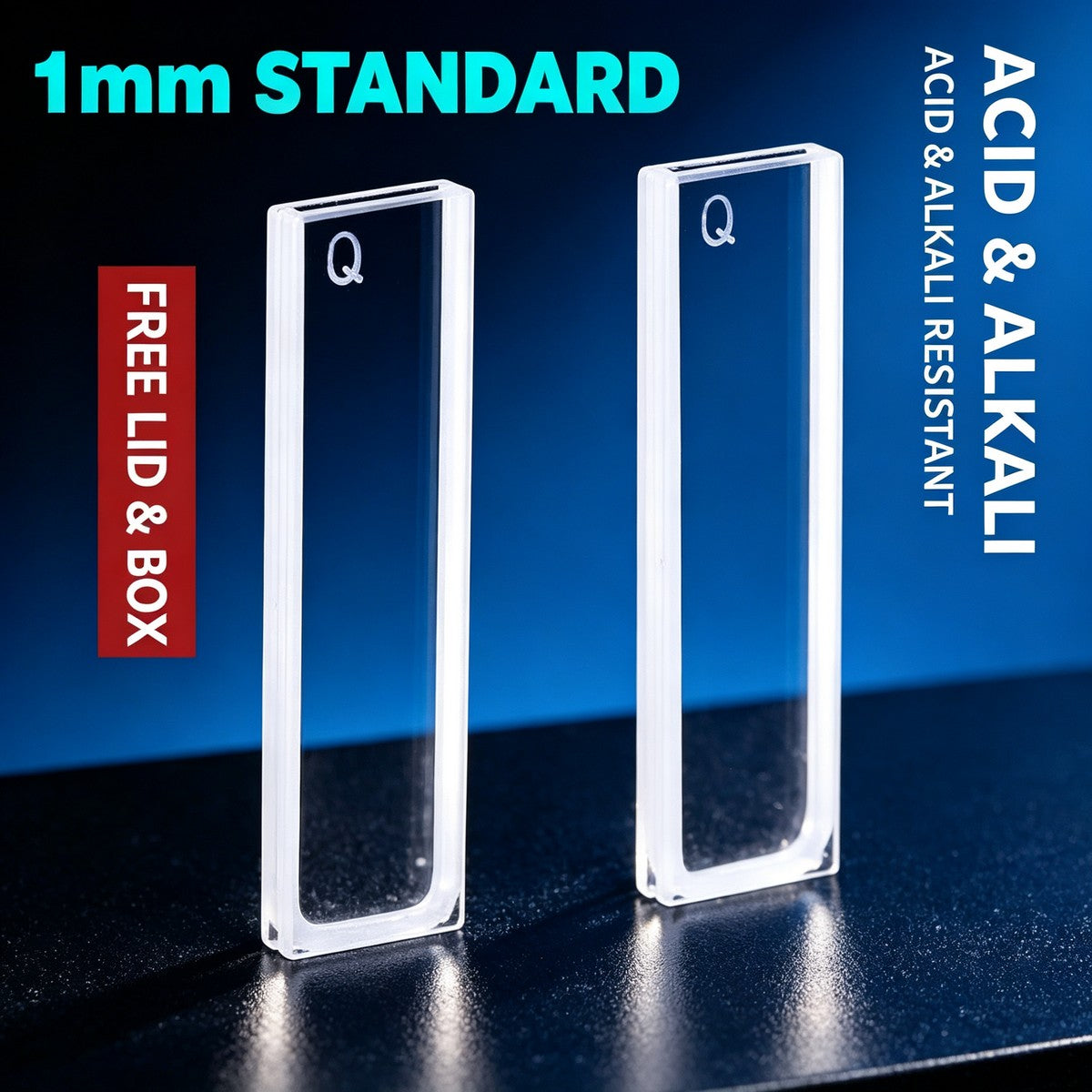1–100mm Light Path 2-Window Quartz Cuvette, 2 Pcs Pack, Acid & Alkali Resistant Lab Spectrophotometer Cell