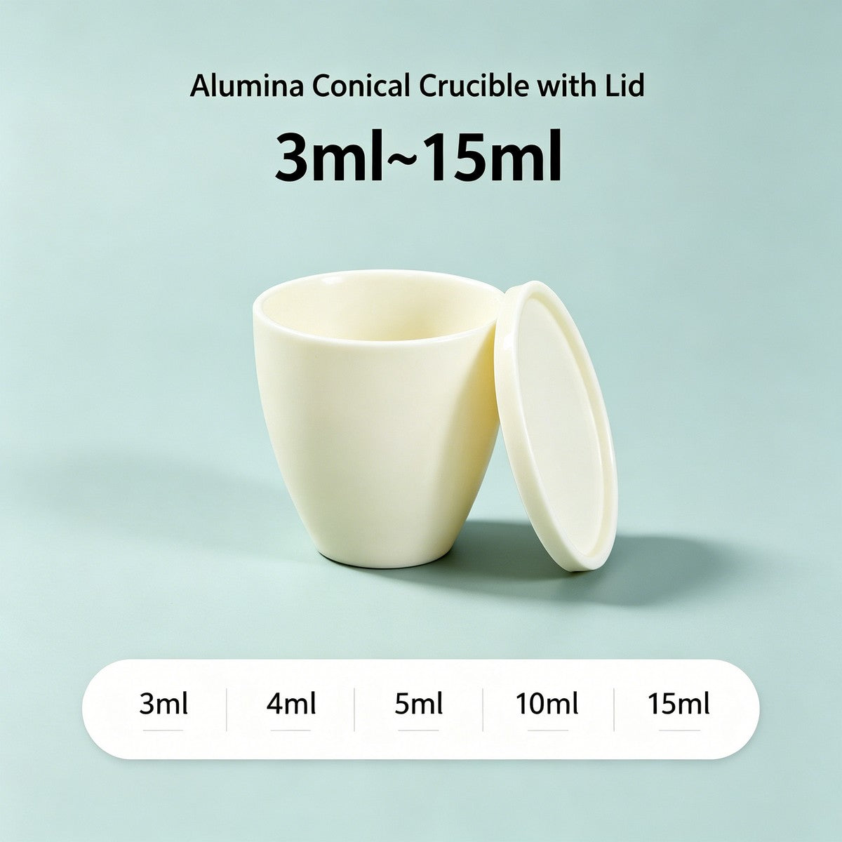 Alumina Conical Crucible – Lidded, 3–15mL, with Inner Convex or Outer Snap Lid