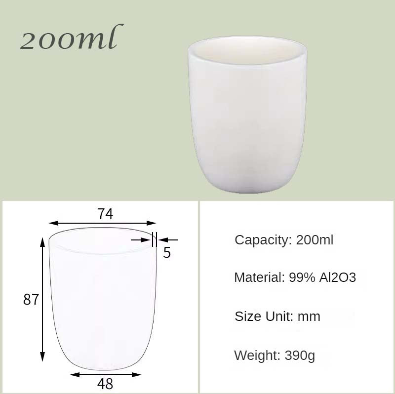 30ml-200ml Ultra-High-Temperature & Corrosion Resistant - 99% Alumina High-Form Crucibles