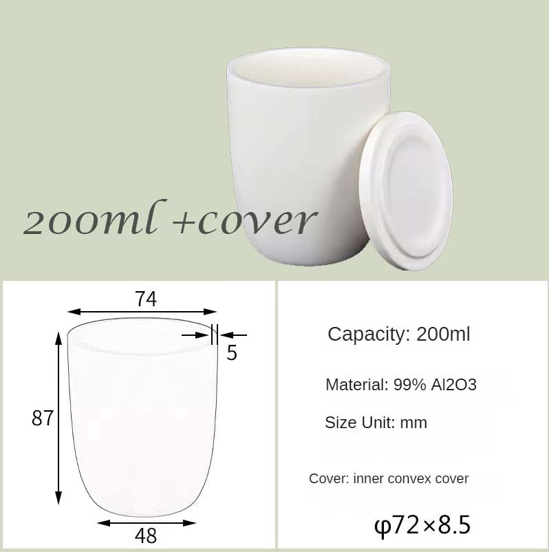 30ml-200ml Ultra-High-Temperature & Corrosion Resistant - 99% Alumina High-Form Crucibles