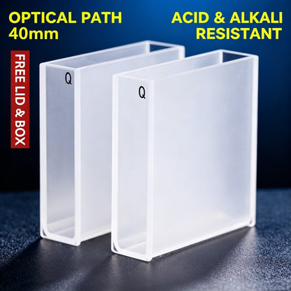 1–100mm Light Path 2-Window Quartz Cuvette, 2 Pcs Pack, Acid & Alkali Resistant Lab Spectrophotometer Cell