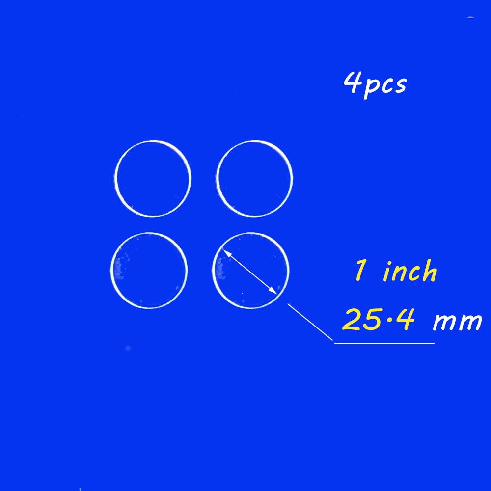 4pcs -φ25.4mm/1 inch RolyIndCustom Custom Transparent Quartz Glass - UV Transmitting, High-Temperature Stable, Acid and Alkali Resistant