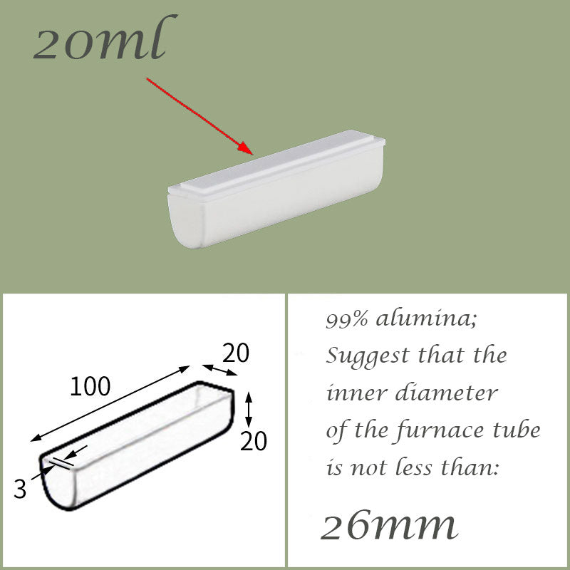 【Lab Essential】99% Alumina Boat, 1600-1750°C High-Temperature Resistant, Half-Round Mullite Crucible，10~1000ml