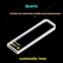 Load image into Gallery viewer, 1mm Path Length Quartz Cuvette - High Transmittance, 350μL Capacity, Two-Sided Illumination, UV Transparent