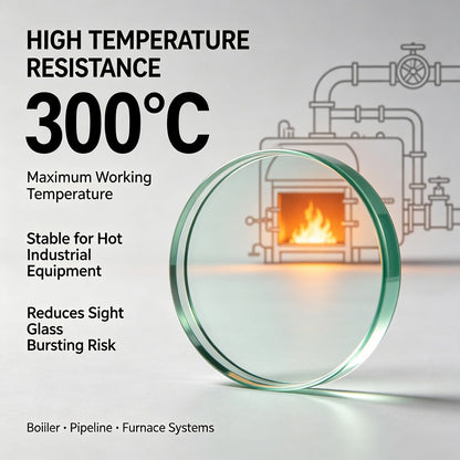 300°C max working temperature tempered sight glass, stable for hot boiler, pipeline and furnace equipment, reduce glass burst risk