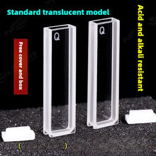 Load image into Gallery viewer, 3mm Path Length Quartz Cuvette - Data-Matched, Various Processing Techniques, Two-Sided Illumination, High Transmittance, 1.05ml Capacity, UV Transparent