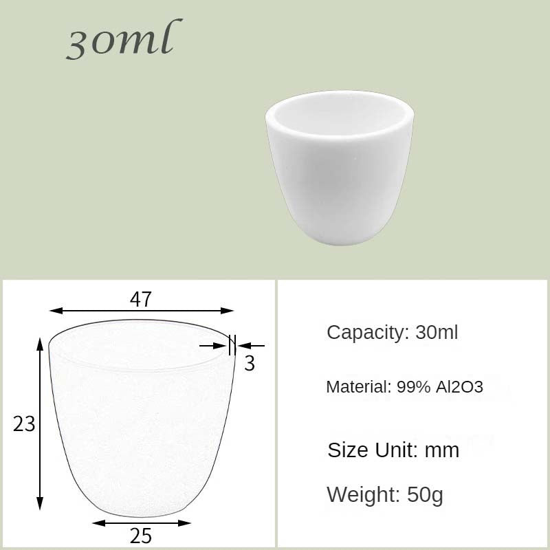 30ml-200ml Ultra-High-Temperature & Corrosion Resistant - 99% Alumina High-Form Crucibles