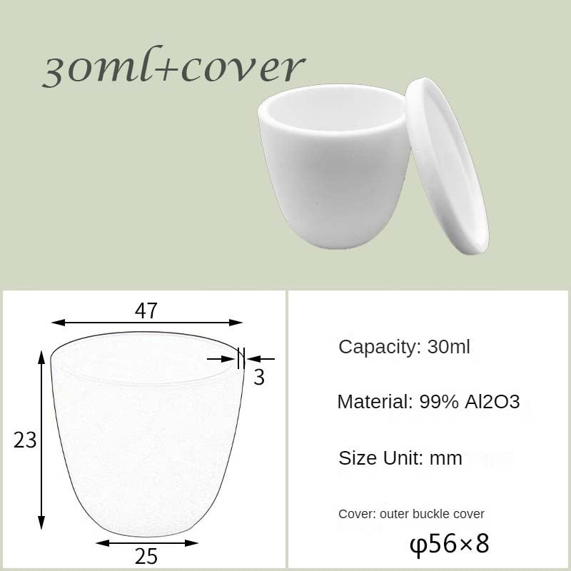 30ml-200ml Ultra-High-Temperature & Corrosion Resistant - 99% Alumina High-Form Crucibles