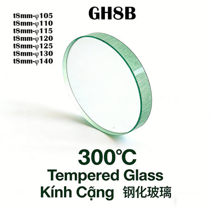 High Temperature 8mm Thick Round Tempered Glass, 300℃ Heat Resistant Custom Cut Discs, Size 20mm to 400mm for Oven/Fireplace