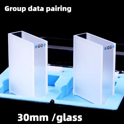 30mm Path Length Glass Cuvette - High Transmittance, 10.5ml Capacity, Two-Sided Illumination