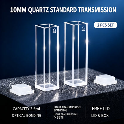 10mm 4-Window Quartz Cuvette Full Series, 2 Pcs Pack, Adhesive / Fusion / Optical Glue Bonding Sealed Export Grade Fluorescence Lab Cells
