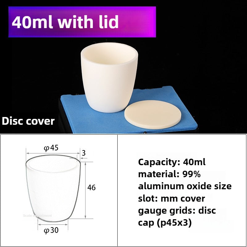 Alumina Crucibles High Form 40ml - Flat Lid for High-Temperature Laboratory Use