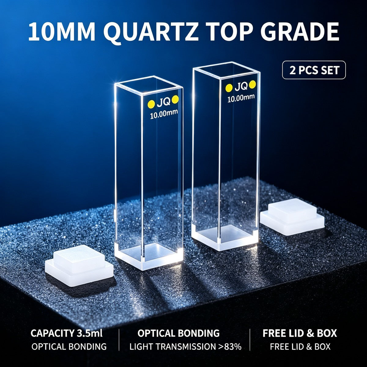 10mm 4-Window Quartz Cuvette Full Series, 2 Pcs Pack, Adhesive / Fusion / Optical Glue Bonding Sealed Export Grade Fluorescence Lab Cells