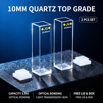 10mm 4-Window Quartz Cuvette Full Series, 2 Pcs Pack, Adhesive / Fusion / Optical Glue Bonding Sealed Export Grade Fluorescence Lab Cells
