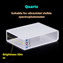 Charger l&#39;image dans la galerie, 30mm Path Length Quartz Cuvette - Two-Sided Illumination, JGS1 Material, In Stock, 10ml Capacity, High Transmittance, UV Transparent