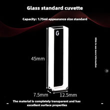 Laden Sie das Bild in den Galerie-Viewer, 5mm Path Length Glass Cuvette - High Transmittance, Includes Lid and Case, 1.75ml Capacity, Two-Sided Illumination, Acid &amp; Alkali Resistant