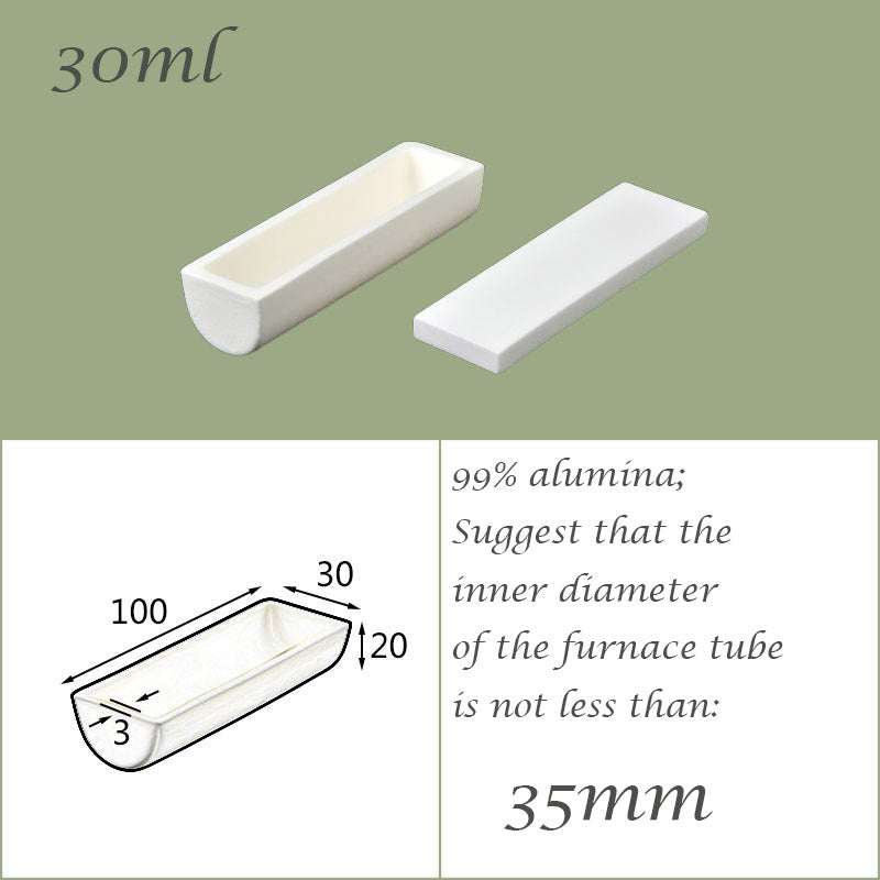 【Lab Essential】99% Alumina Boat, 1600-1750°C High-Temperature Resistant, Half-Round Mullite Crucible，10~1000ml