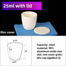 Laden Sie das Bild in den Galerie-Viewer, Alumina Crucibles High Form 25ml - Flat Lid Alumina Crucible Cup for High-Temperature Laboratory Use