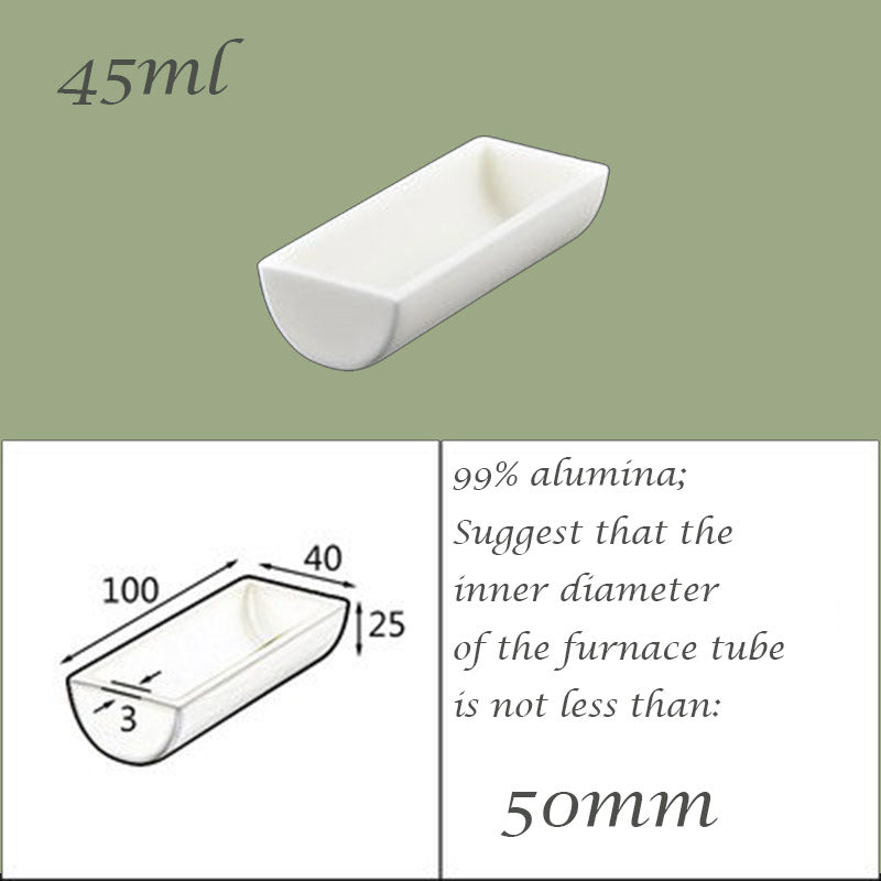 【Lab Essential】99% Alumina Boat, 1600-1750°C High-Temperature Resistant, Half-Round Mullite Crucible，10~1000ml