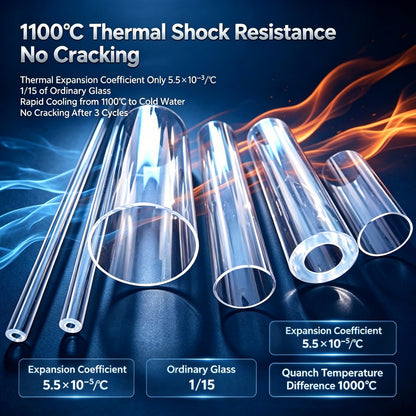 Quartz Tube OD 20–45mm | Thick Wall High Purity Fused Silica Tube 99.95% Purity for Semiconductor Diffusion Furnace