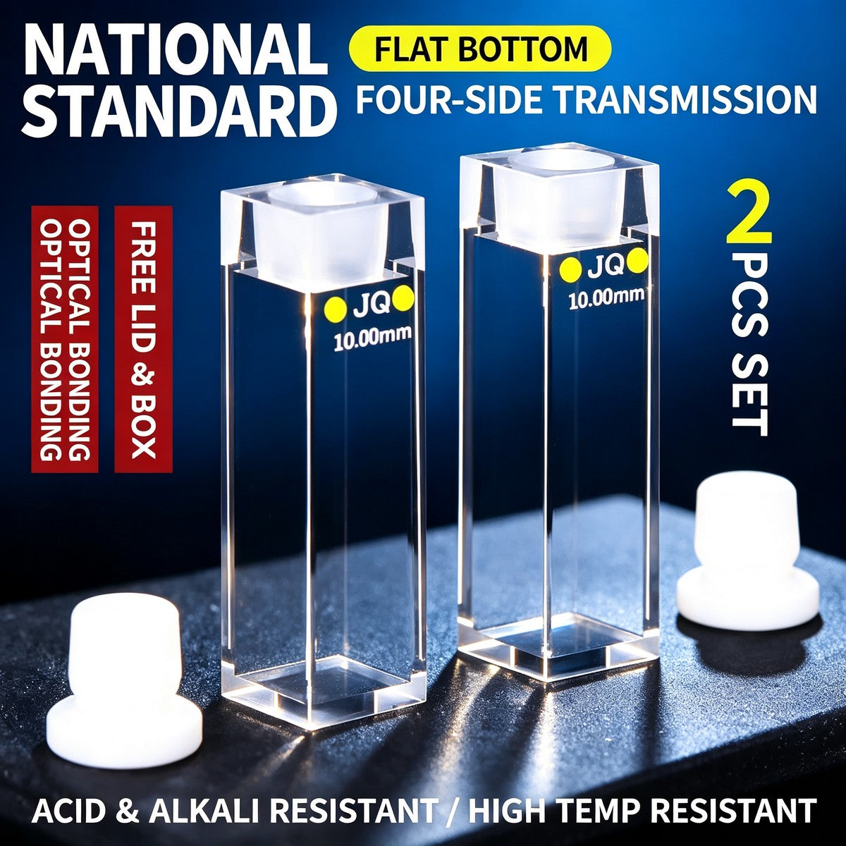 10mm 4-Window Quartz Cuvette Full Series, 2 Pcs Pack, Adhesive / Fusion / Optical Glue Bonding Sealed Export Grade Fluorescence Lab Cells