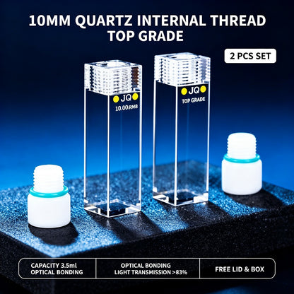 10mm Threaded 4/5-Window Quartz Cuvette EU Export Grade, Fusion & Optical Glue Bonding, Round/Flat Bottom, 1/2 Pcs Pack Fluorescence Cell