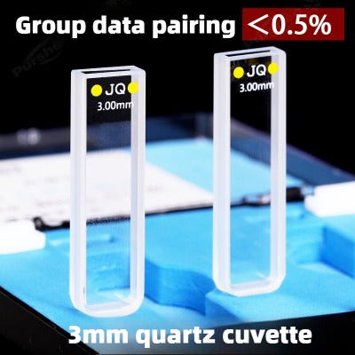 3mm Path Length Quartz Cuvette - Data-Matched, Various Processing Techniques, Two-Sided Illumination, High Transmittance, 1.05ml Capacity, UV Transparent