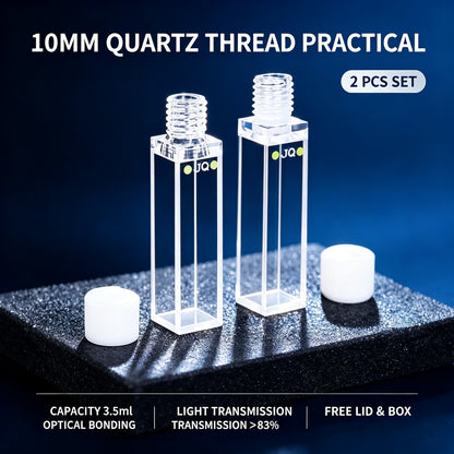 10mm Threaded 4/5-Window Quartz Cuvette EU Export Grade, Fusion & Optical Glue Bonding, Round/Flat Bottom, 1/2 Pcs Pack Fluorescence Cell