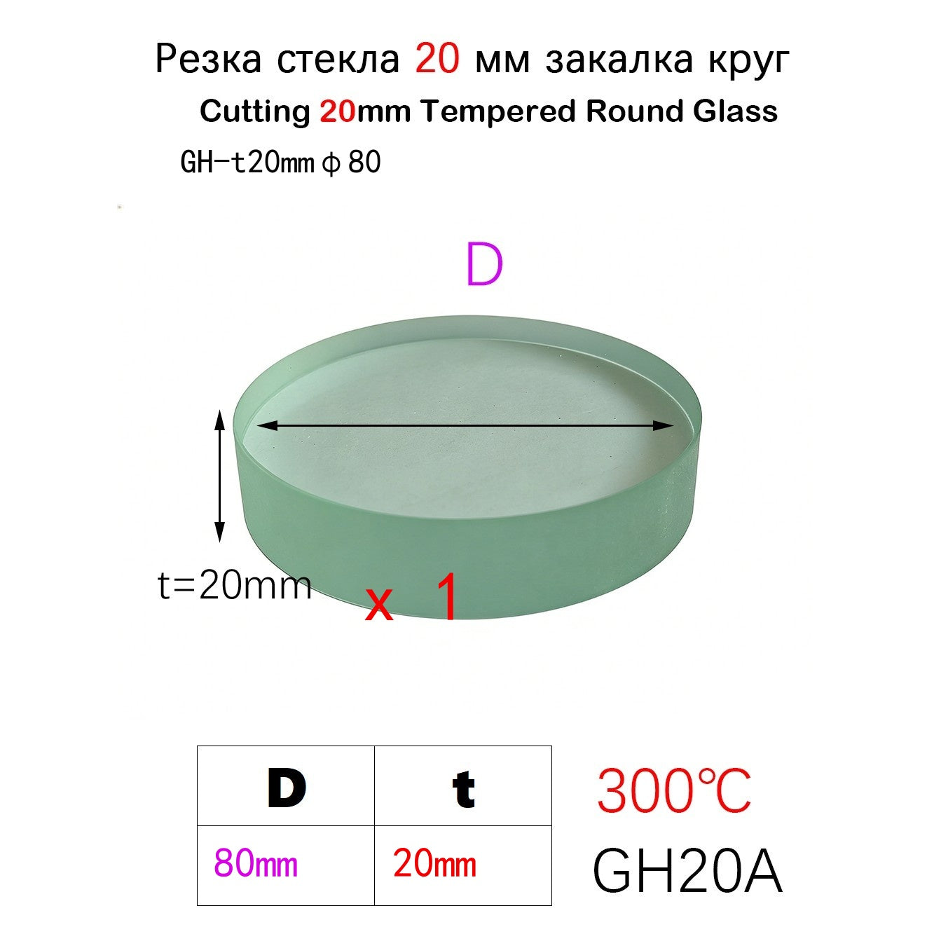 20mm Heavy Duty Round Tempered Glass | 300℃ High Temperature Resistance | Custom Size 20mm-400mm Circular Discs