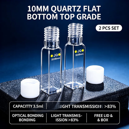 10mm Threaded 4/5-Window Quartz Cuvette EU Export Grade, Fusion & Optical Glue Bonding, Round/Flat Bottom, 1/2 Pcs Pack Fluorescence Cell