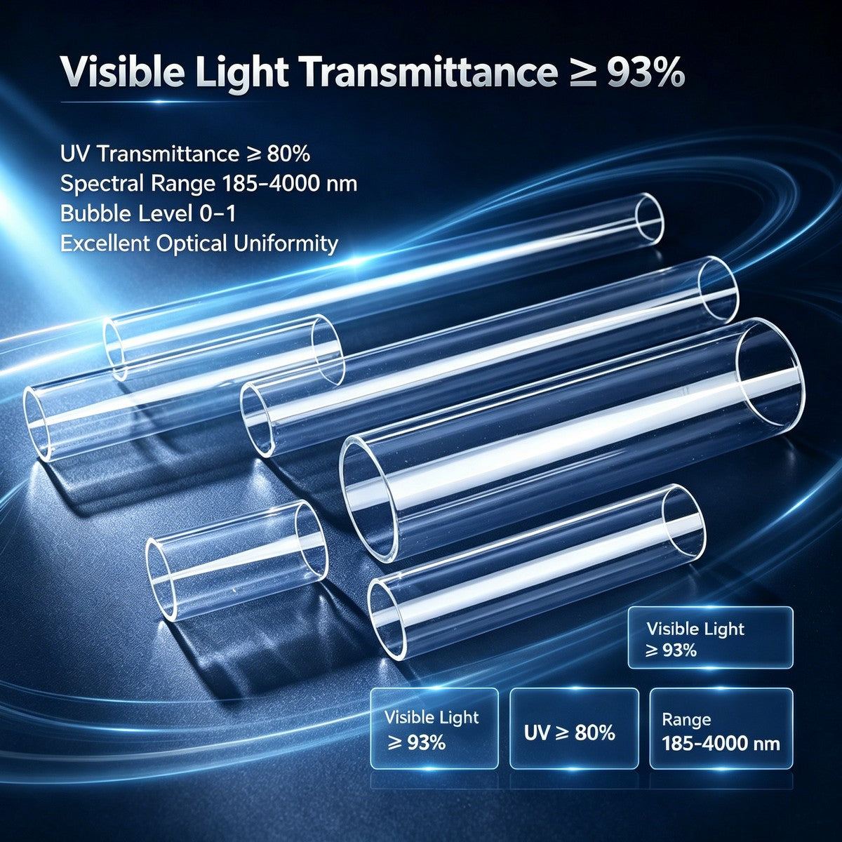 Quartz Tube OD 20–45mm | Thick Wall High Purity Fused Silica Tube 99.95% Purity for Semiconductor Diffusion Furnace