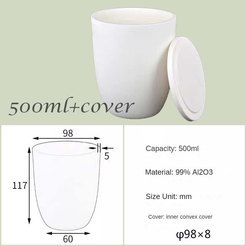 500ml-1500ml High capacity Alumina Crucibles High Form，High-Temperature & Corrosion-Resistant 99% Alumina Crucibles - High Form